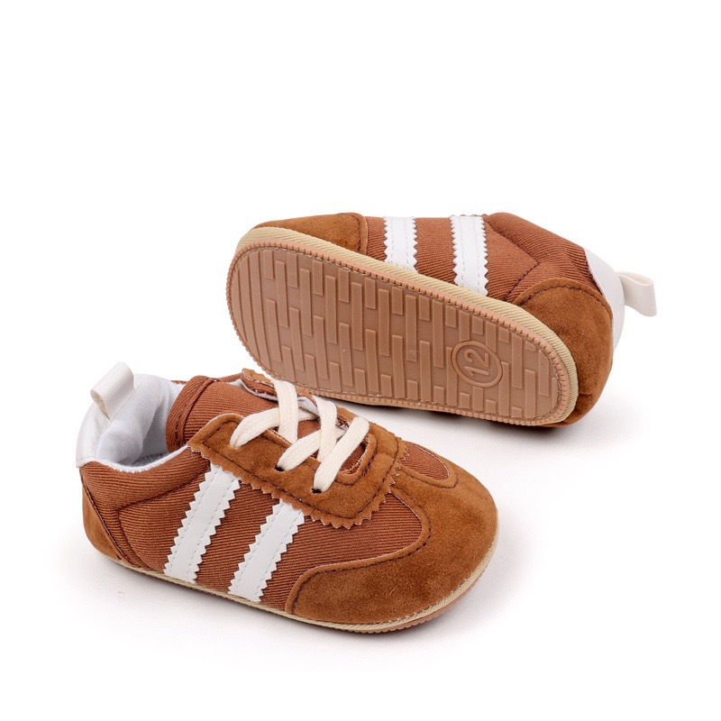 Newborn Kids Canvas Sneakers Casual Striped Baby Boy Girl Rubber Soft Sole Toddler Crib Shoes 0-18M Baby First Walkers