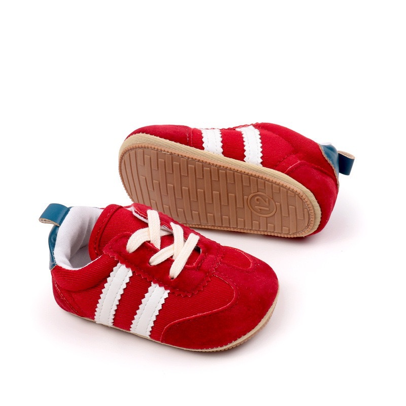 Newborn Kids Canvas Sneakers Casual Striped Baby Boy Girl Rubber Soft Sole Toddler Crib Shoes 0-18M Baby First Walkers
