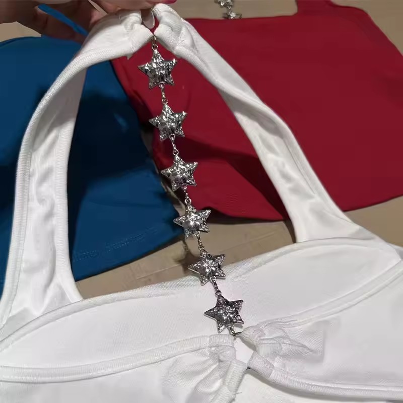 Sexy hot girl with star chain strap on the back tank top with camisole suitable for daily casual wear for exterior and interior