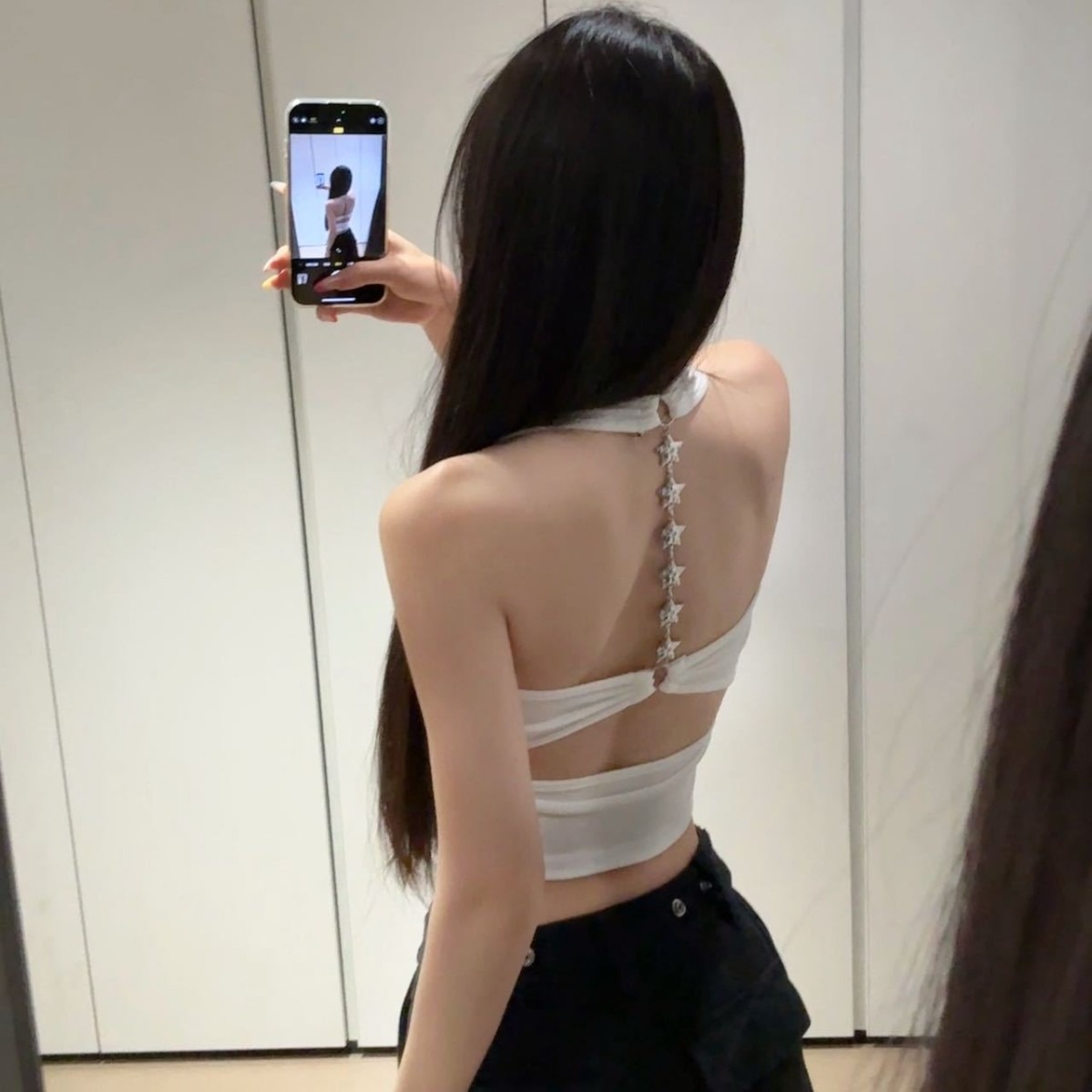 Sexy hot girl with star chain strap on the back tank top with camisole suitable for daily casual wear for exterior and interior