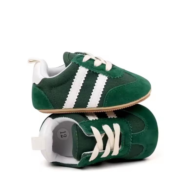 Newborn Kids Canvas Sneakers Casual Striped Baby Boy Girl Rubber Soft Sole Toddler Crib Shoes 0-18M Baby First Walkers