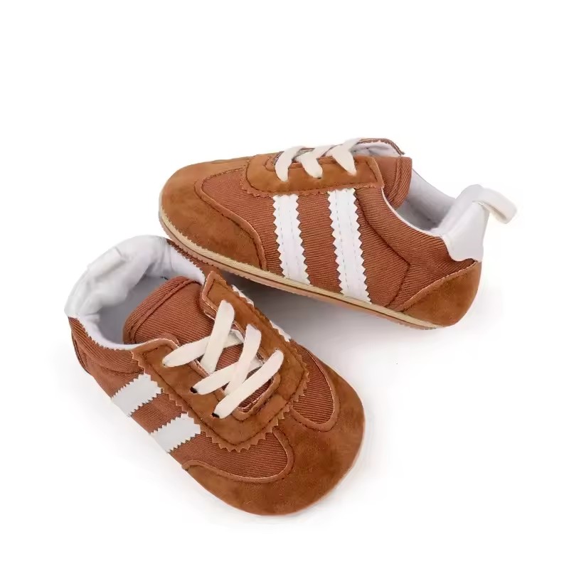 Newborn Kids Canvas Sneakers Casual Striped Baby Boy Girl Rubber Soft Sole Toddler Crib Shoes 0-18M Baby First Walkers