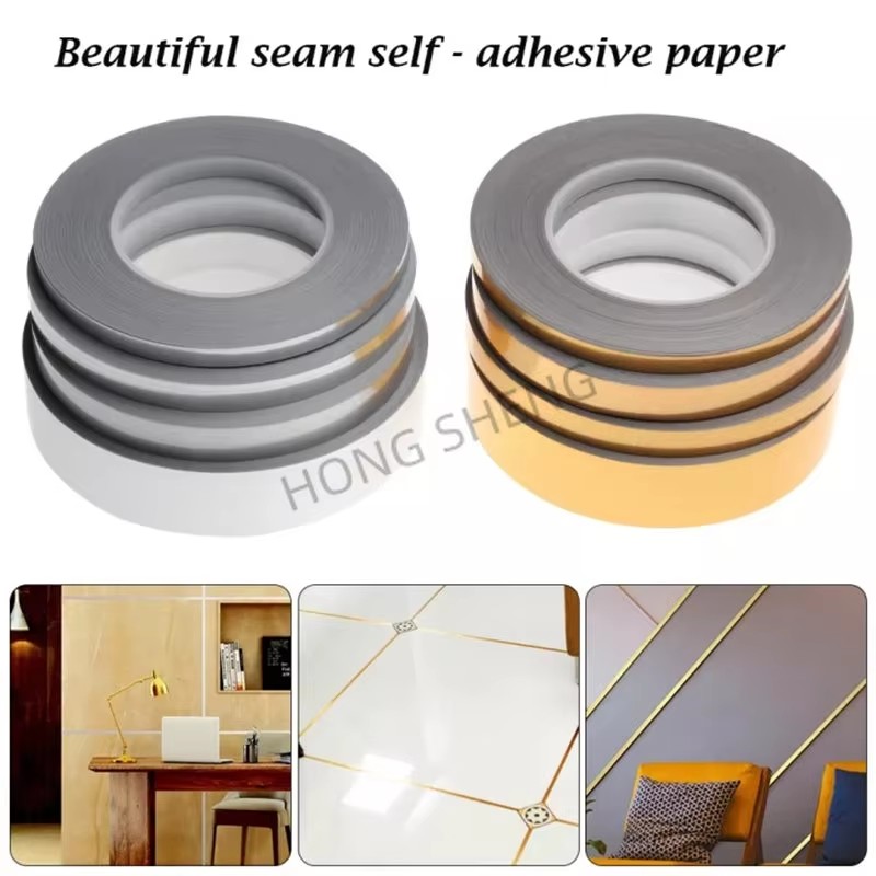 2cm*50m--50m/Roll Brushed Gold Silver Floor Edging Waterproof Seam Wall Stickers Wall Gap home decoration Self-adhesive