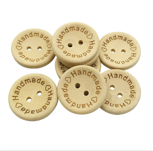 50Pieces/lot 15/20/25mm Natural Wood Buttons Handmade Love Letter Wooden Button Craft DIY Knitting Baby Apparel Accessories