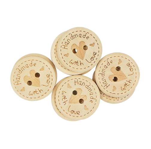50Pieces/lot 15/20/25mm Natural Wood Buttons Handmade Love Letter Wooden Button Craft DIY Knitting Baby Apparel Accessories