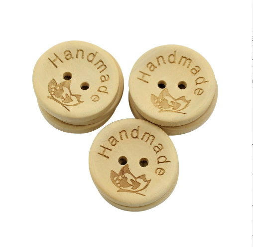 50Pieces/lot 15/20/25mm Natural Wood Buttons Handmade Love Letter Wooden Button Craft DIY Knitting Baby Apparel Accessories