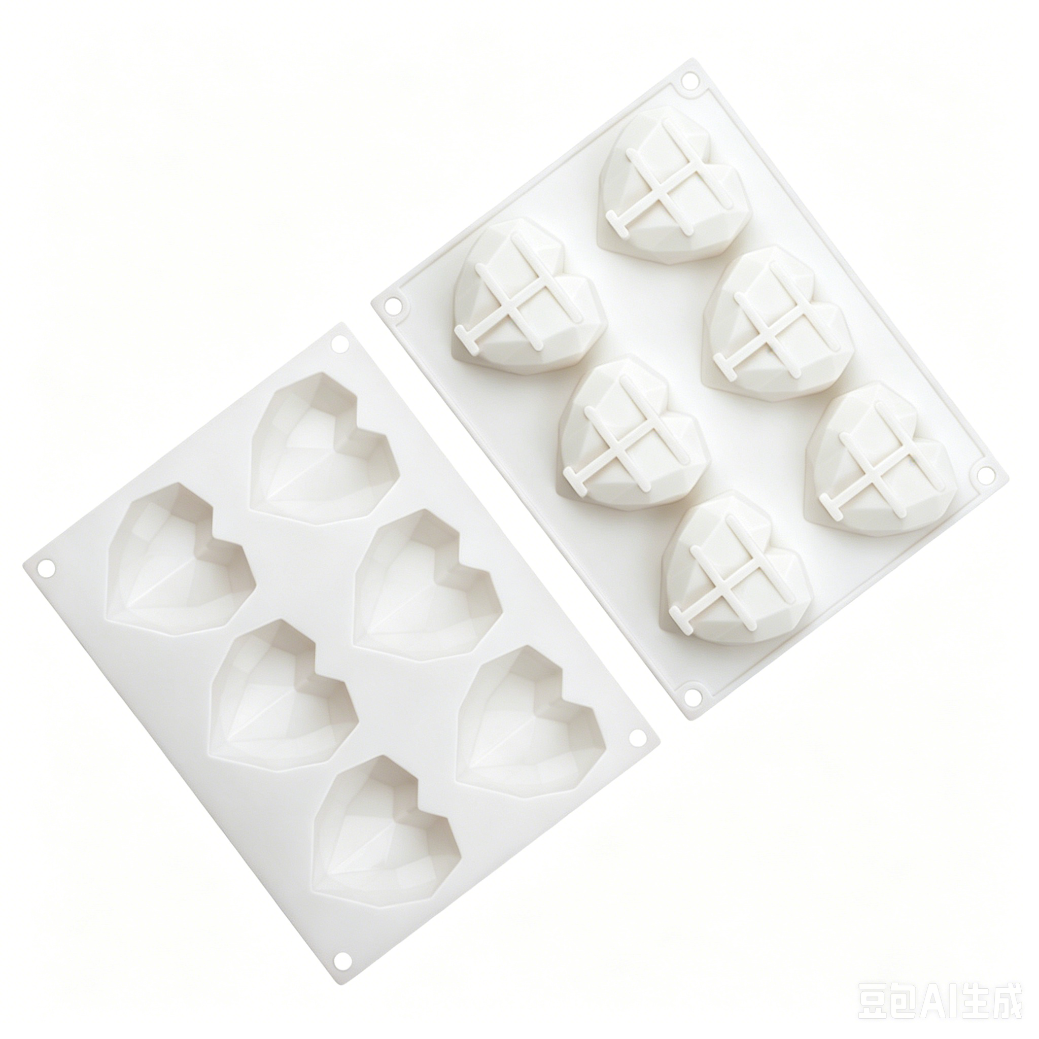 3D Love Heart Diamond Shaped Rectangular Silicone DIY Mold Mousse Cake Chocolate Soap Mould APR28 E-448