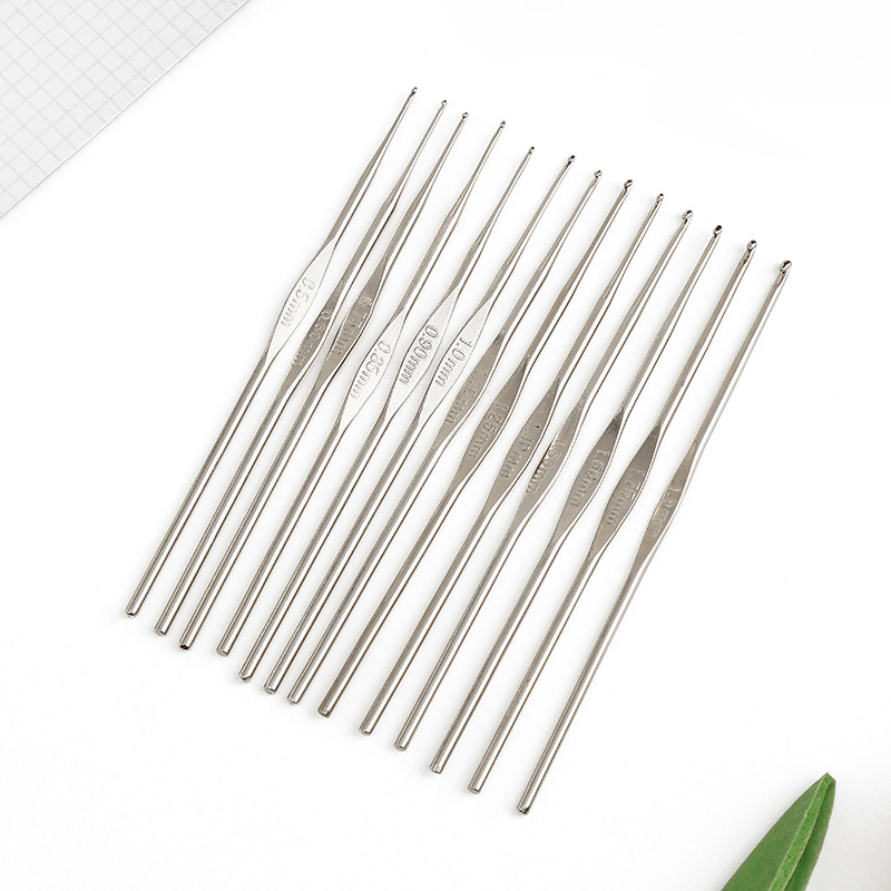 13pcs/set Crochet Hook Stainless Steel Knitting Needles DIY Handmade Craft Yarn Weave Sweater Knitting Hooks Needles Tools