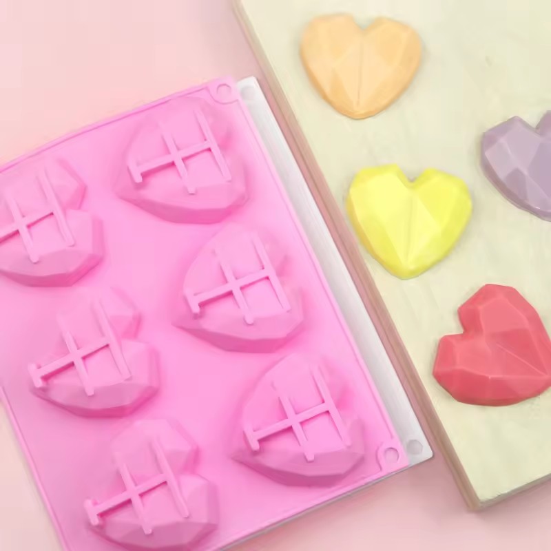 3D Love Heart Diamond Shaped Rectangular Silicone DIY Mold Mousse Cake Chocolate Soap Mould APR28 E-448