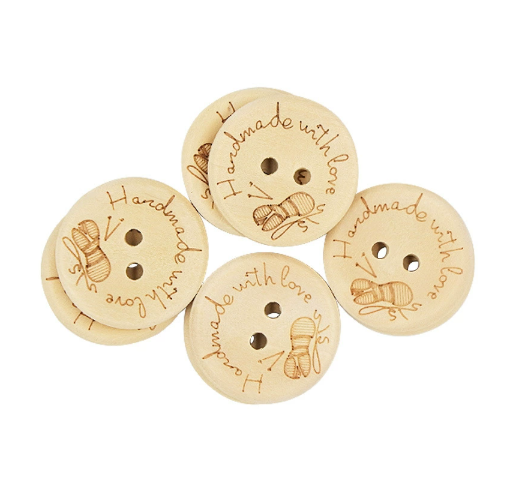 50Pieces/lot 15/20/25mm Natural Wood Buttons Handmade Love Letter Wooden Button Craft DIY Knitting Baby Apparel Accessories