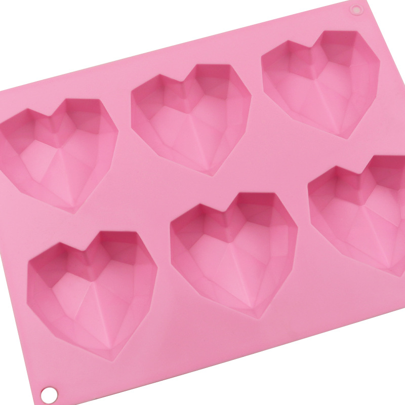 3D Love Heart Diamond Shaped Rectangular Silicone DIY Mold Mousse Cake Chocolate Soap Mould APR28 E-448