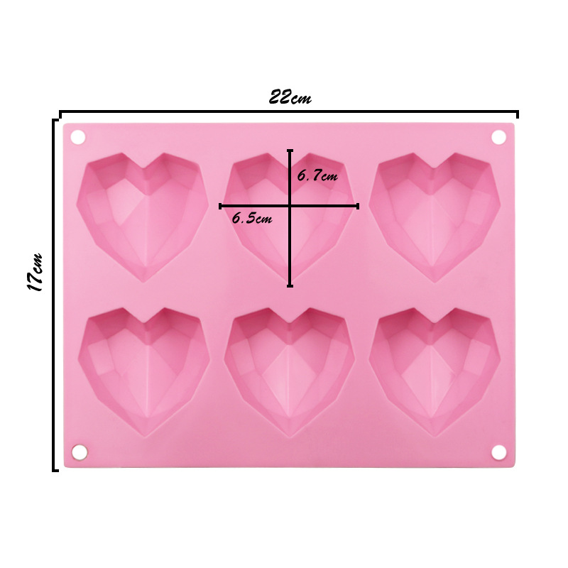 3D Love Heart Diamond Shaped Rectangular Silicone DIY Mold Mousse Cake Chocolate Soap Mould APR28 E-448