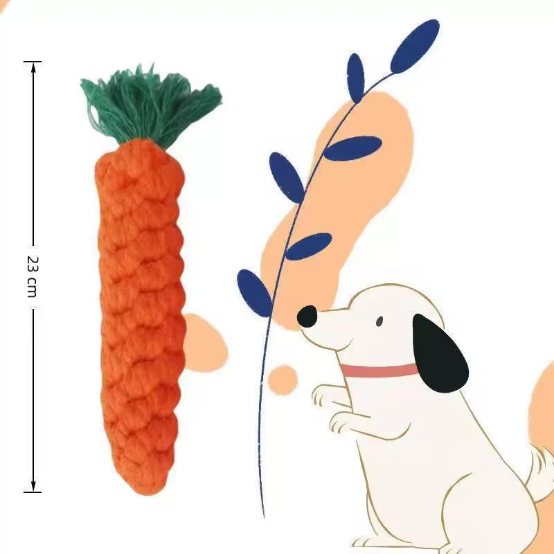 Carrot Shape Rope Knot Dog Toys Bite Resistant Chew Toys For Puppy Teeth Grinding Interactive Tug Of War Play Toys Pet Supplies