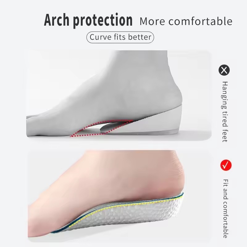 Height Increase Insoles For Men Women Shoes Flat Feet Arch Support Orthopedic Insoles Sneakers Heel Lift Memory Foam Shoe Pads C-204