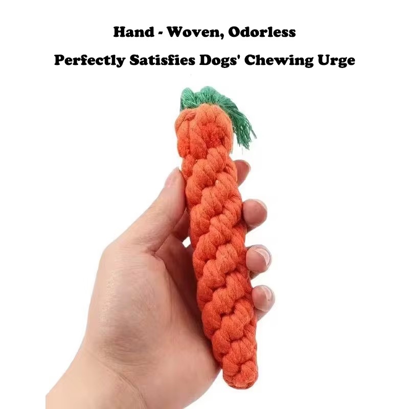 Carrot Shape Rope Knot Dog Toys Bite Resistant Chew Toys For Puppy Teeth Grinding Interactive Tug Of War Play Toys Pet Supplies