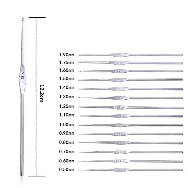 13pcs/set Crochet Hook Stainless Steel Knitting Needles DIY Handmade Craft Yarn Weave Sweater Knitting Hooks Needles Tools