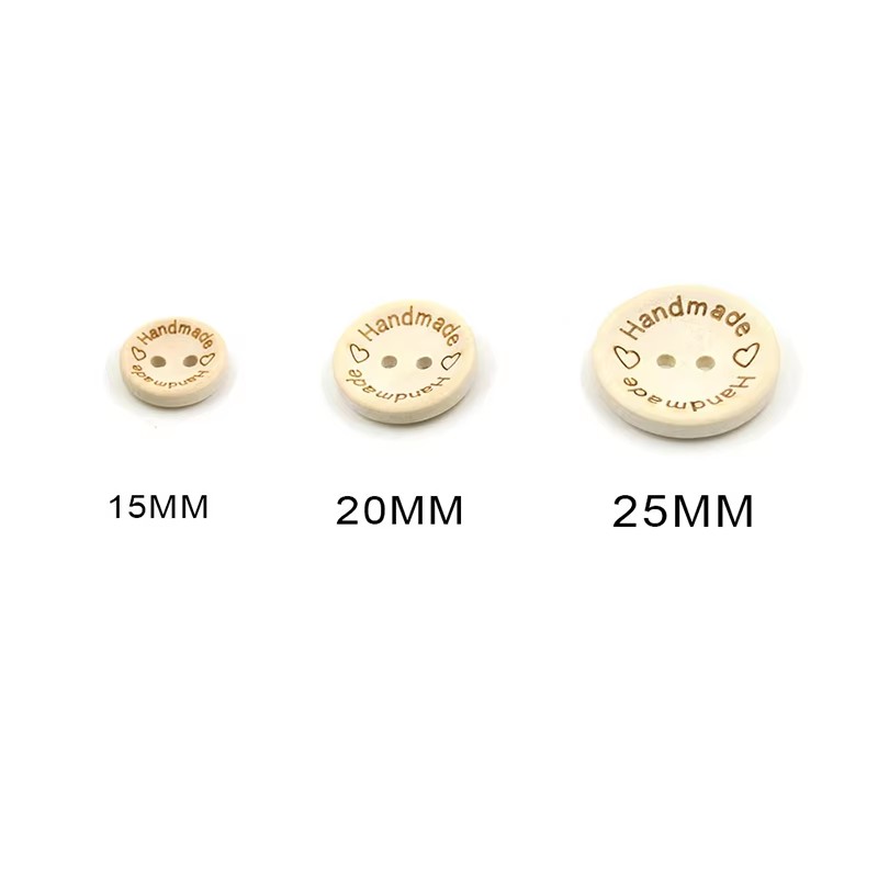 50Pieces/lot 15/20/25mm Natural Wood Buttons Handmade Love Letter Wooden Button Craft DIY Knitting Baby Apparel Accessories
