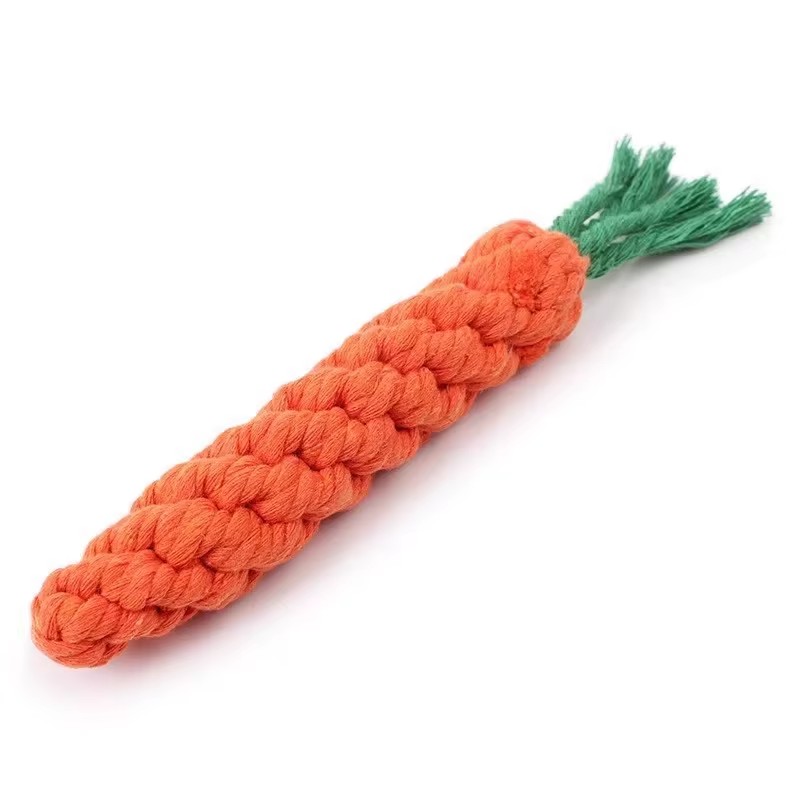 Carrot Shape Rope Knot Dog Toys Bite Resistant Chew Toys For Puppy Teeth Grinding Interactive Tug Of War Play Toys Pet Supplies