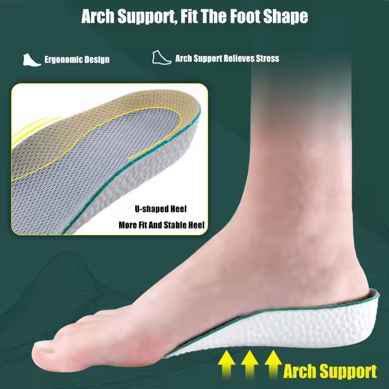 Height Increase Insoles For Men Women Shoes Flat Feet Arch Support Orthopedic Insoles Sneakers Heel Lift Memory Foam Shoe Pads C-204