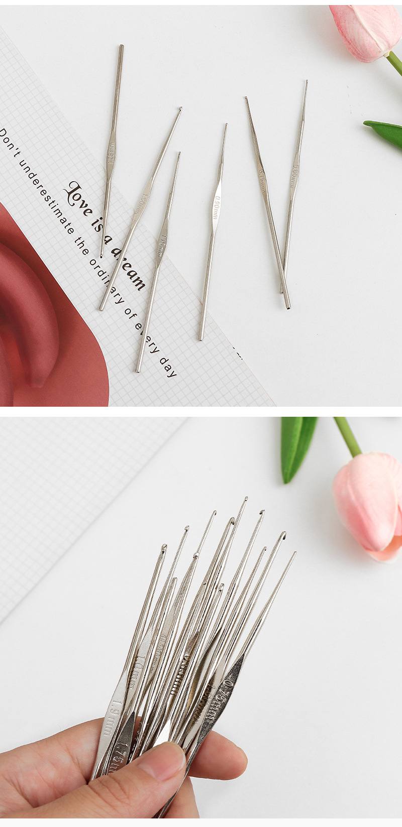 13pcs/set Crochet Hook Stainless Steel Knitting Needles DIY Handmade Craft Yarn Weave Sweater Knitting Hooks Needles Tools