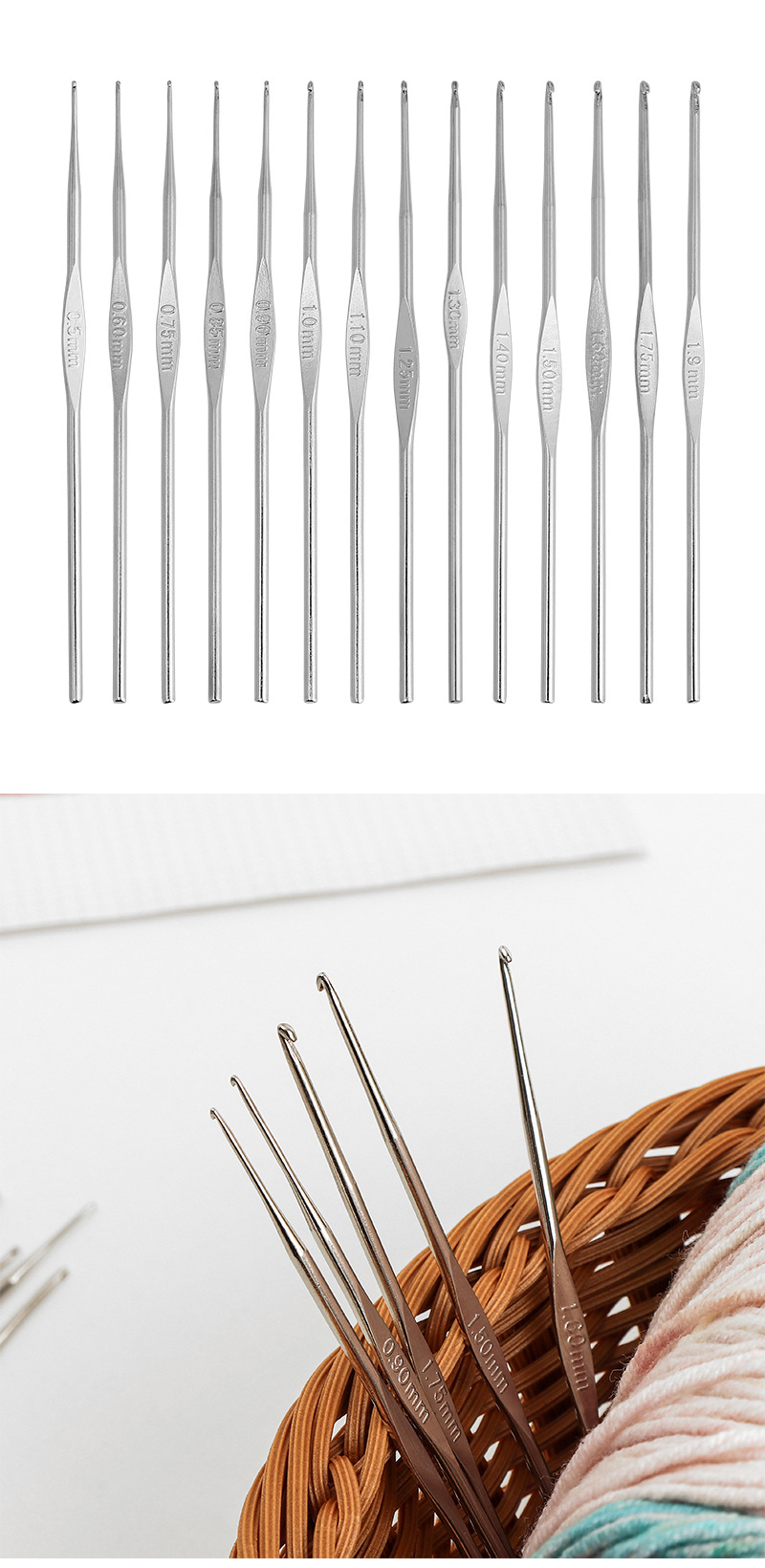 13pcs/set Crochet Hook Stainless Steel Knitting Needles DIY Handmade Craft Yarn Weave Sweater Knitting Hooks Needles Tools