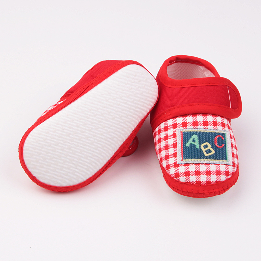 0-12months Baby Girls Boys Walking Shoes Cute Plaid Shoes Comfortable Non Slip Flats Shoes with