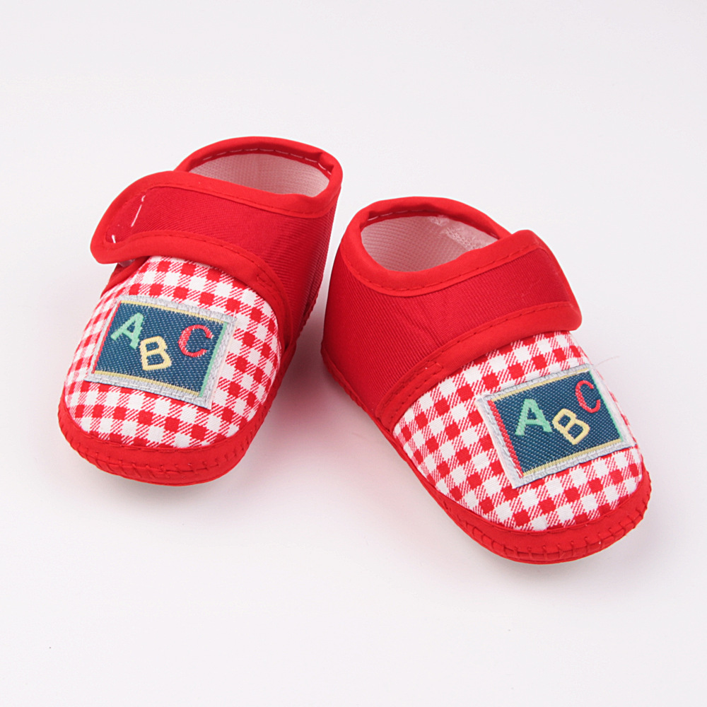 0-12months Baby Girls Boys Walking Shoes Cute Plaid Shoes Comfortable Non Slip Flats Shoes with