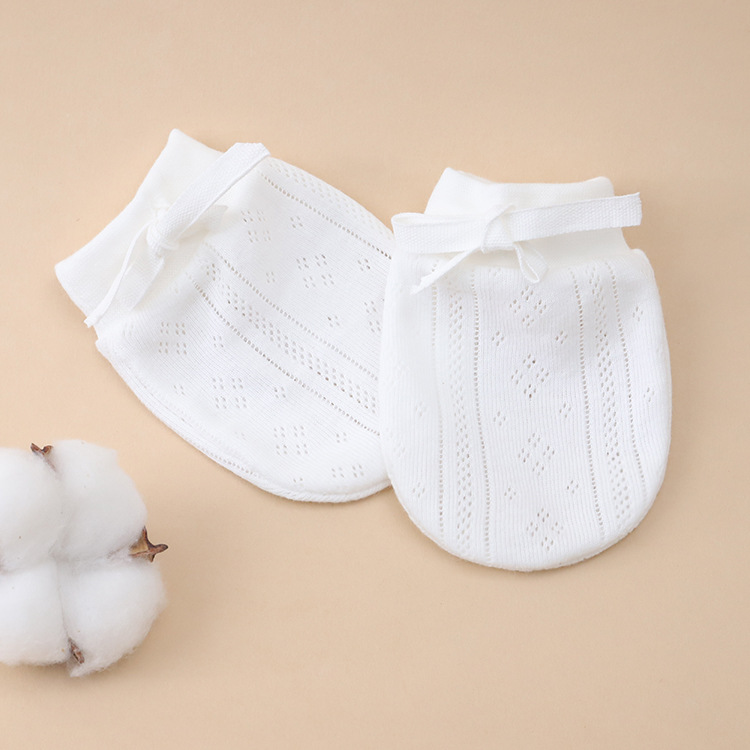 Newborn Anti Scratch Gloves 0-12 Months Baby Spring Summer Protective Gloves Pure Cotton Baby Anti Scratch Face Thin Design New
