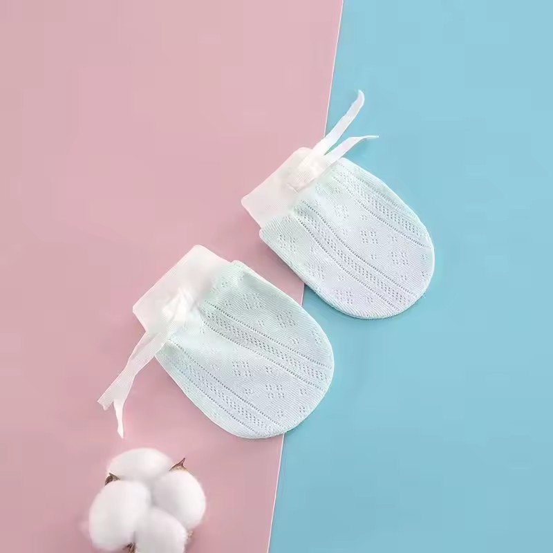 Newborn Anti Scratch Gloves 0-12 Months Baby Spring Summer Protective Gloves Pure Cotton Baby Anti Scratch Face Thin Design New