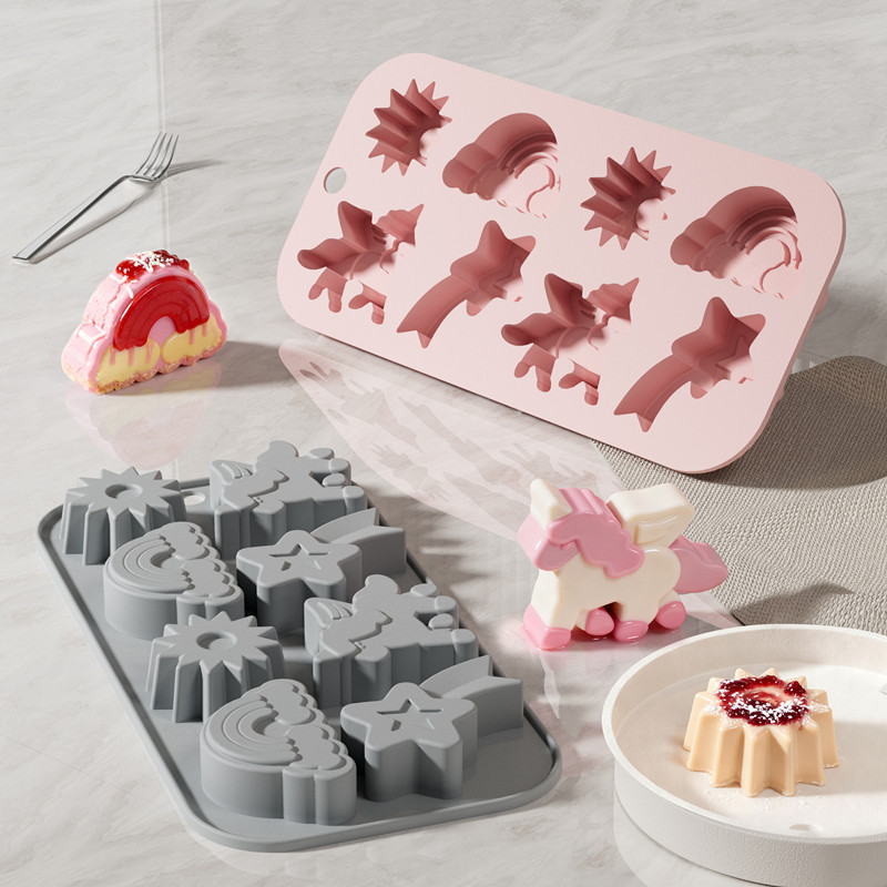 1Pc Unicorn Silicone Mold 8 Cavity 3D Flying Unicorn Themed Baking Tools Fondant Cake Chocolate Mould Cake Decorating Tools