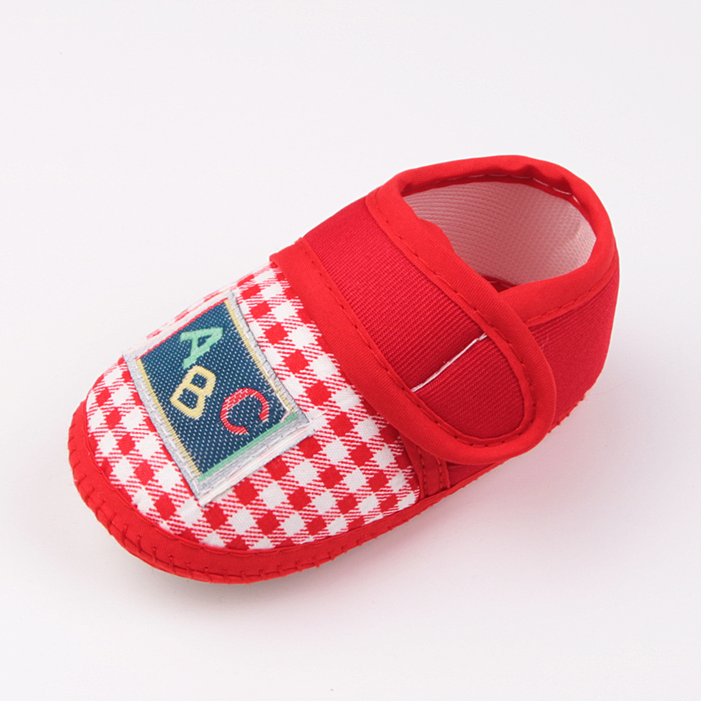 0-12months Baby Girls Boys Walking Shoes Cute Plaid Shoes Comfortable Non Slip Flats Shoes with