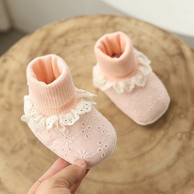 Winter Baby With Plush Front Step Cotton Shoes 0-1 Year Old Female Baby Warm and Sweet Princess Shoes Baby Cotton Shoes Socks
