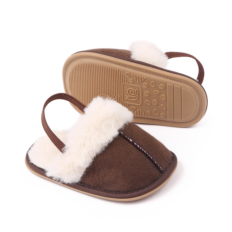 Baby Warm Winter Indoor Sandal with Fluffy Cotton Soft Anti-slip Sole High Quality Hot Selling for 0-12 Months Baby Boys Girls