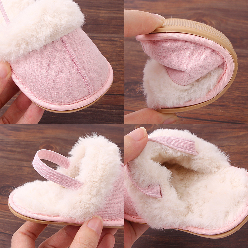 Baby Warm Winter Indoor Sandal with Fluffy Cotton Soft Anti-slip Sole High Quality Hot Selling for 0-12 Months Baby Boys Girls