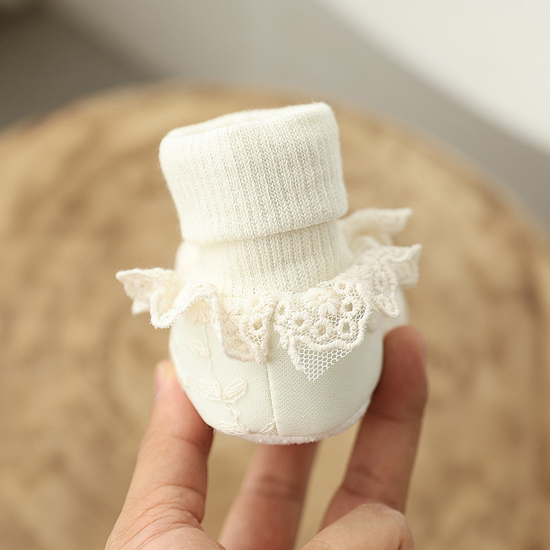 Winter Baby With Plush Front Step Cotton Shoes 0-1 Year Old Female Baby Warm and Sweet Princess Shoes Baby Cotton Shoes Socks