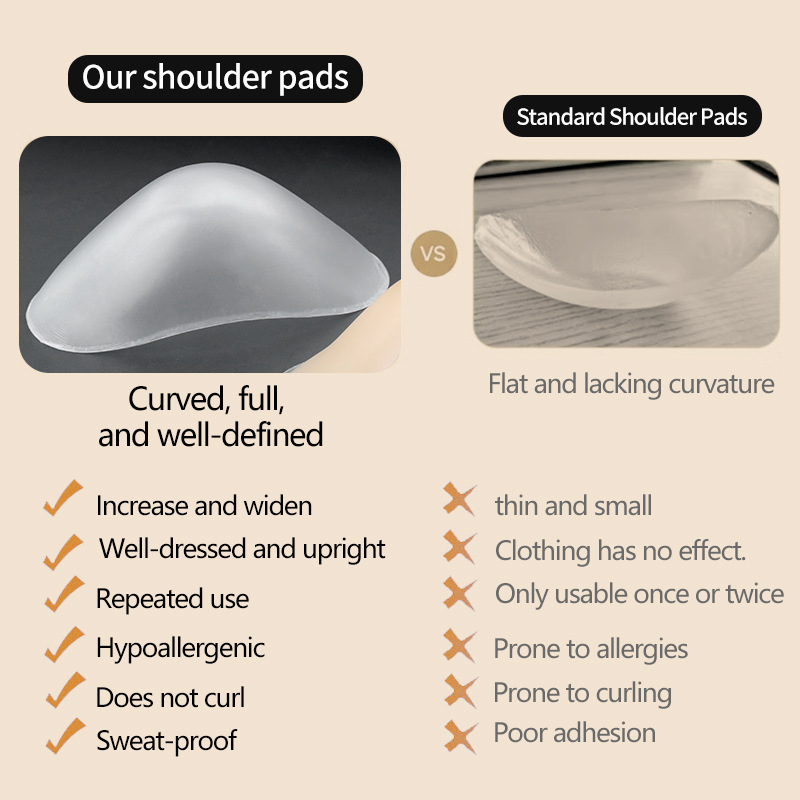 1 Pair Silicone Shoulder Pads Invisible Right-angle Shoulder Pads Enlarged And Thickened Shoulder Pads