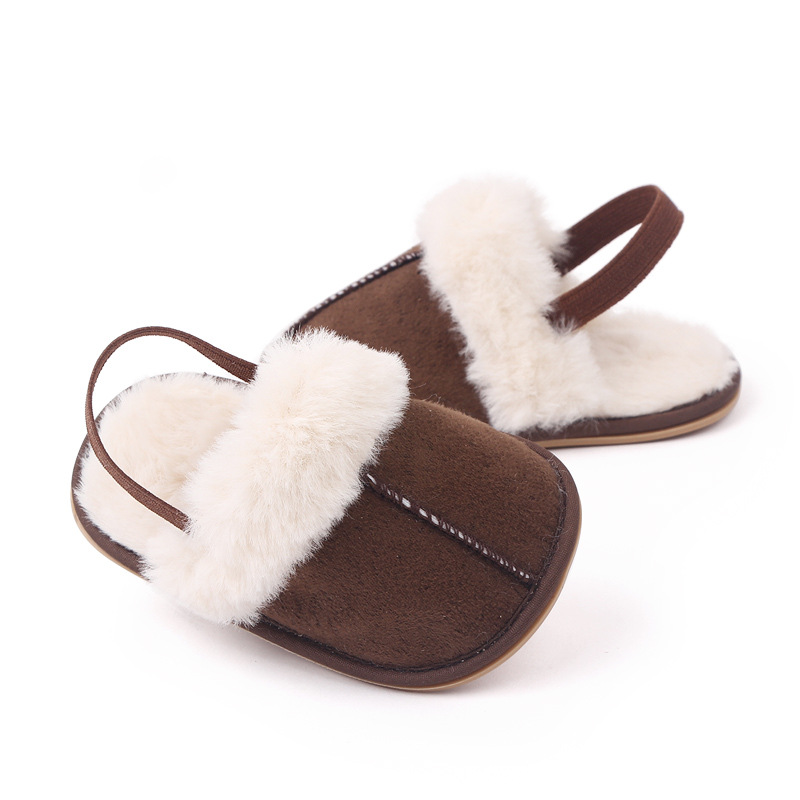 Baby Warm Winter Indoor Sandal with Fluffy Cotton Soft Anti-slip Sole High Quality Hot Selling for 0-12 Months Baby Boys Girls