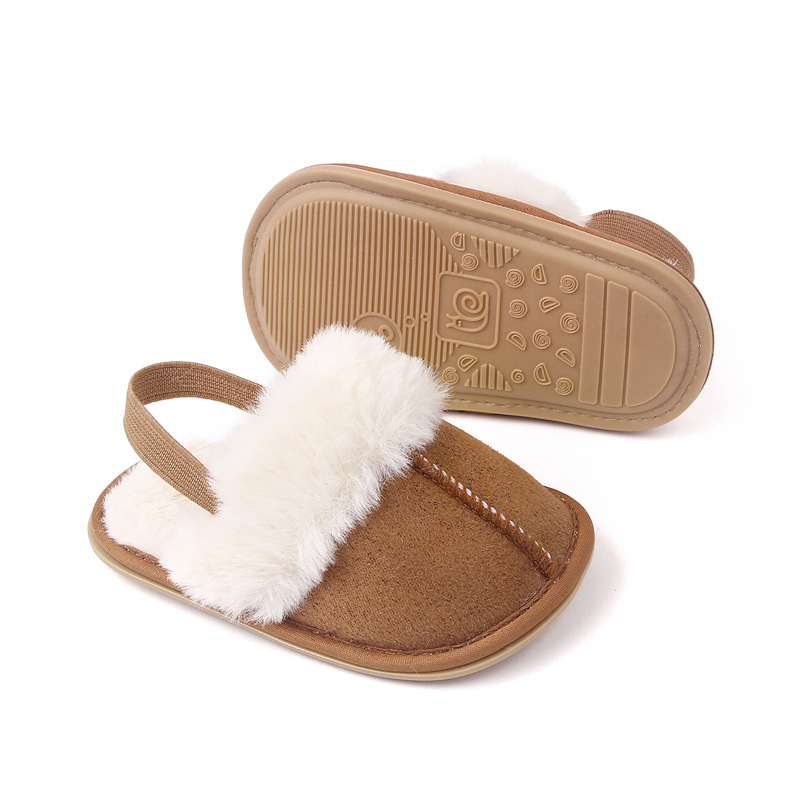 Baby Warm Winter Indoor Sandal with Fluffy Cotton Soft Anti-slip Sole High Quality Hot Selling for 0-12 Months Baby Boys Girls