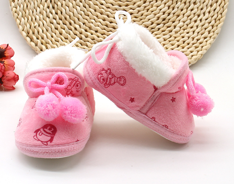 New Fashion Comfortable Shoes Newborn Baby Girls Boys Soft Booties Solid Pompom Snow Boots Infant Toddler Newborn Warming Shoes