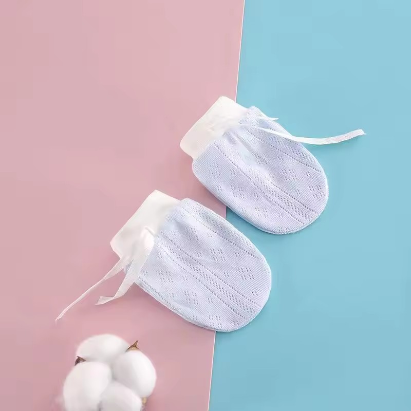 Newborn Anti Scratch Gloves 0-12 Months Baby Spring Summer Protective Gloves Pure Cotton Baby Anti Scratch Face Thin Design New