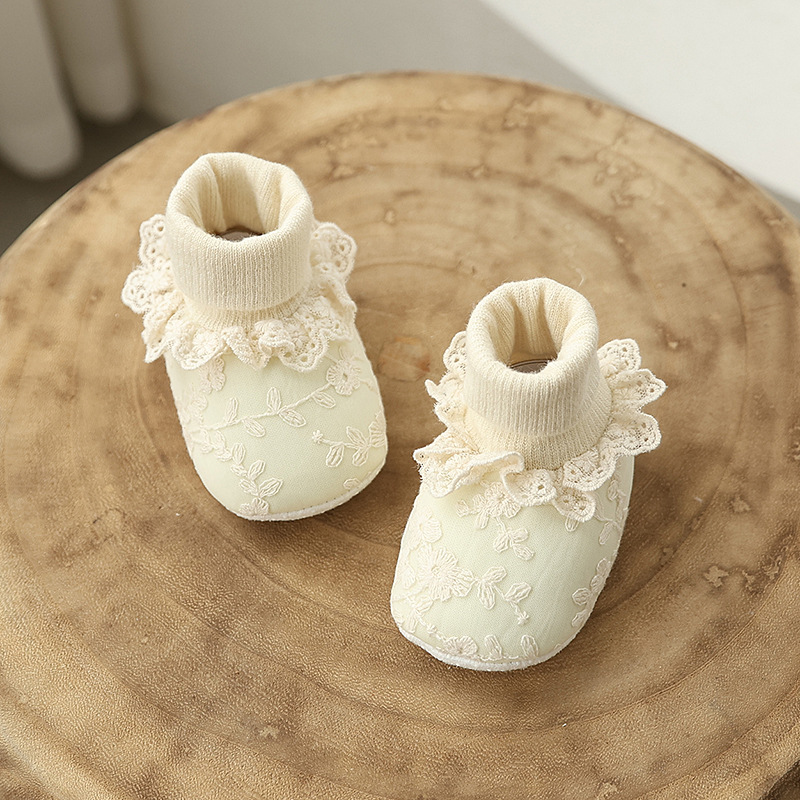 Winter Baby With Plush Front Step Cotton Shoes 0-1 Year Old Female Baby Warm and Sweet Princess Shoes Baby Cotton Shoes Socks