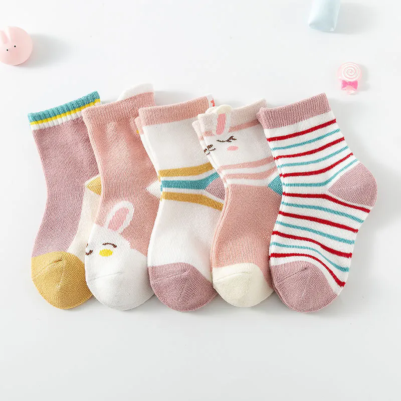 5Pairs/lot 2-9Y Baby Socks Summer Cotton Color Patchwork Kids Socks Colorful Girls Mesh Cute Newborn Boys Toddler Socks Baby