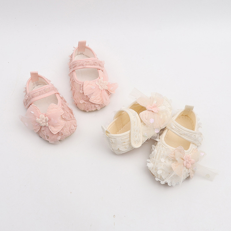 Baby Girl Princess Bow Flats Shoes Infants Petal Walker Crib Shoes for Newborn Infants Cute Soft Soles First Walkers