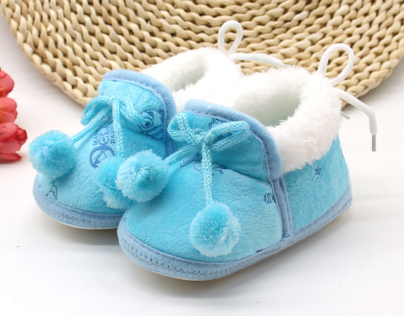 New Fashion Comfortable Shoes Newborn Baby Girls Boys Soft Booties Solid Pompom Snow Boots Infant Toddler Newborn Warming Shoes