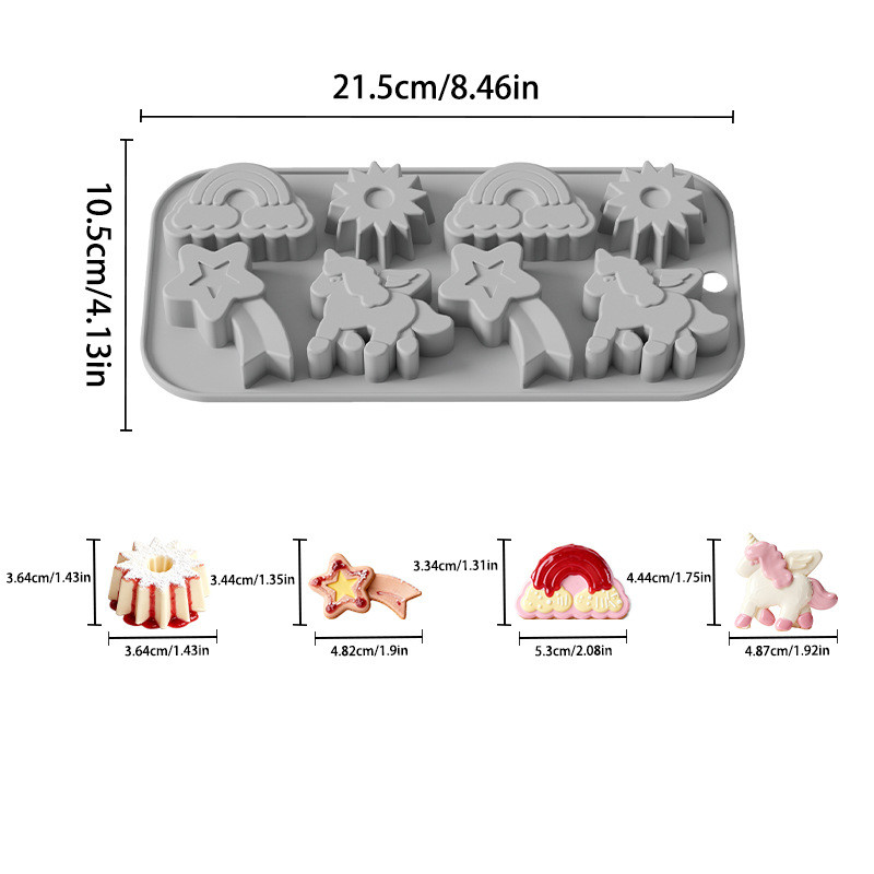 1Pc Unicorn Silicone Mold 8 Cavity 3D Flying Unicorn Themed Baking Tools Fondant Cake Chocolate Mould Cake Decorating Tools