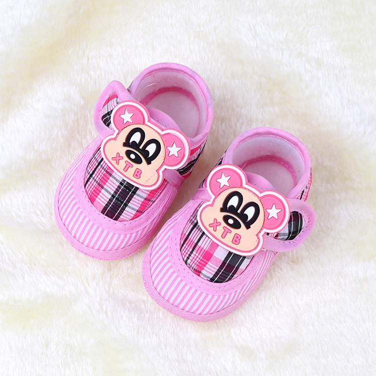 Cute Cartoon Patch Infant Soft Sole Shoes, Stripe Patch Light Anti-slip Crib Shoes for Newborn Boys Girls Spring Autumn