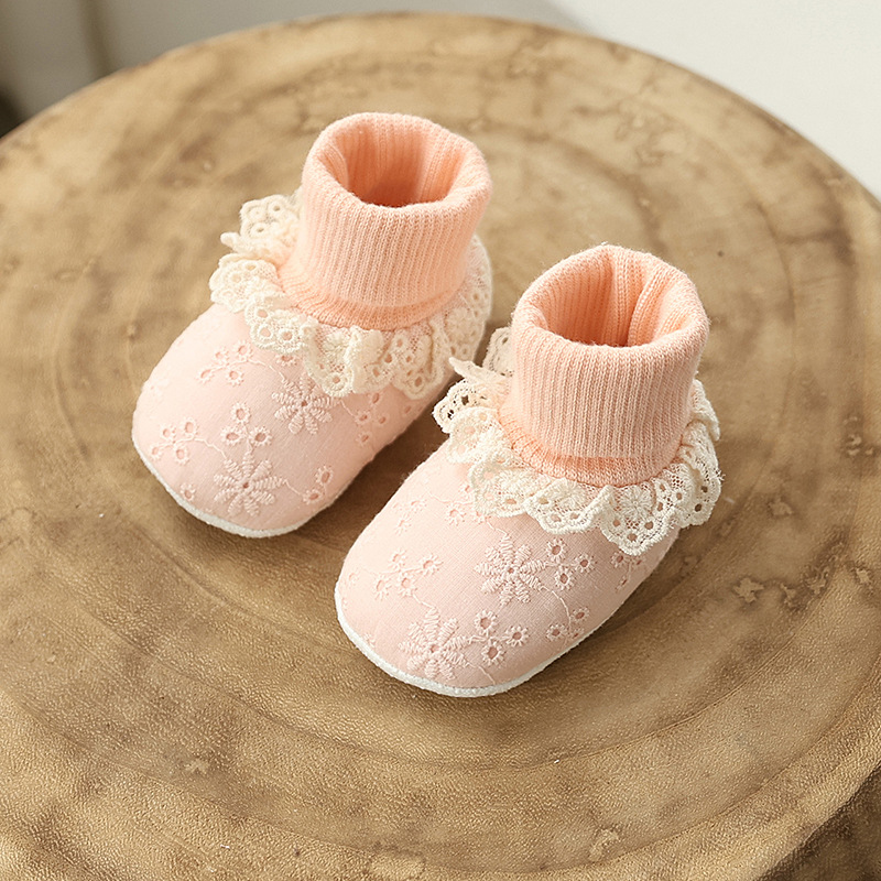 Winter Baby With Plush Front Step Cotton Shoes 0-1 Year Old Female Baby Warm and Sweet Princess Shoes Baby Cotton Shoes Socks