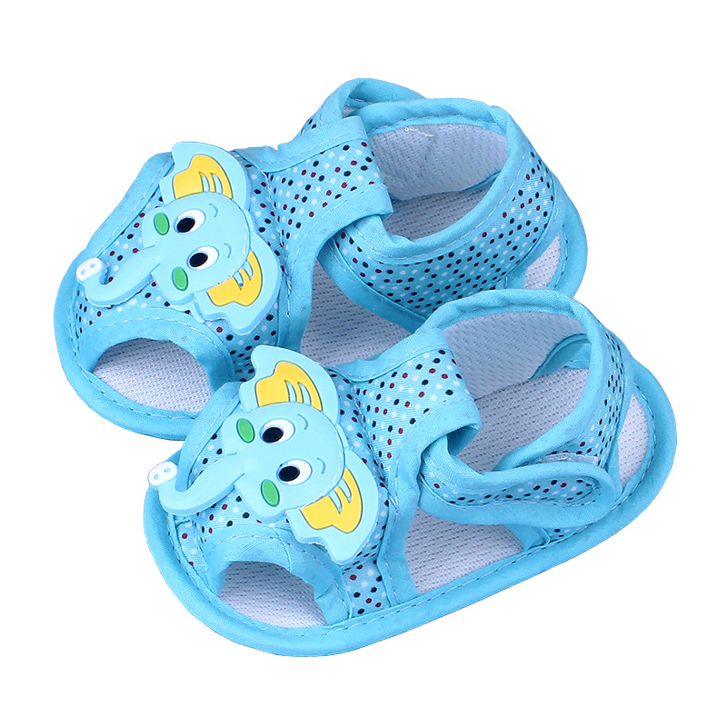 Polka Dot 3D Elephant Baby Sandals, Closed Toe Light Breathable Soft Sole Summer Crib Shoes for Infants 0-1 Year Old