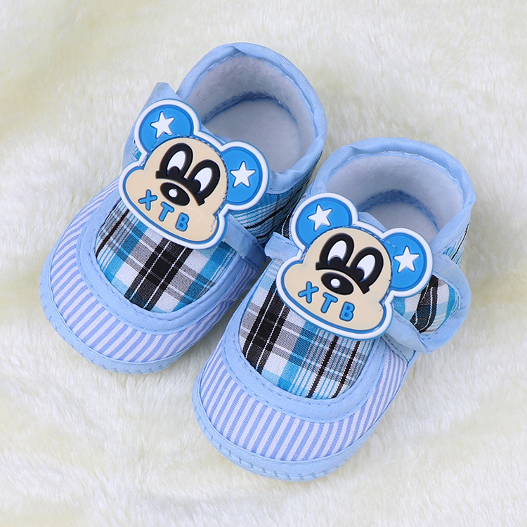 Cute Cartoon Patch Infant Soft Sole Shoes, Stripe Patch Light Anti-slip Crib Shoes for Newborn Boys Girls Spring Autumn