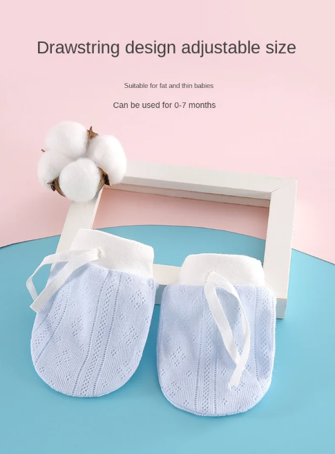 Newborn Anti Scratch Gloves 0-12 Months Baby Spring Summer Protective Gloves Pure Cotton Baby Anti Scratch Face Thin Design New